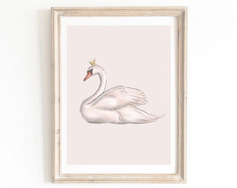 Swan nursery print, swan print nursery, ballet print, ballet nursery art, ballerina print, girls room, ballerina nursery decor, ba29d