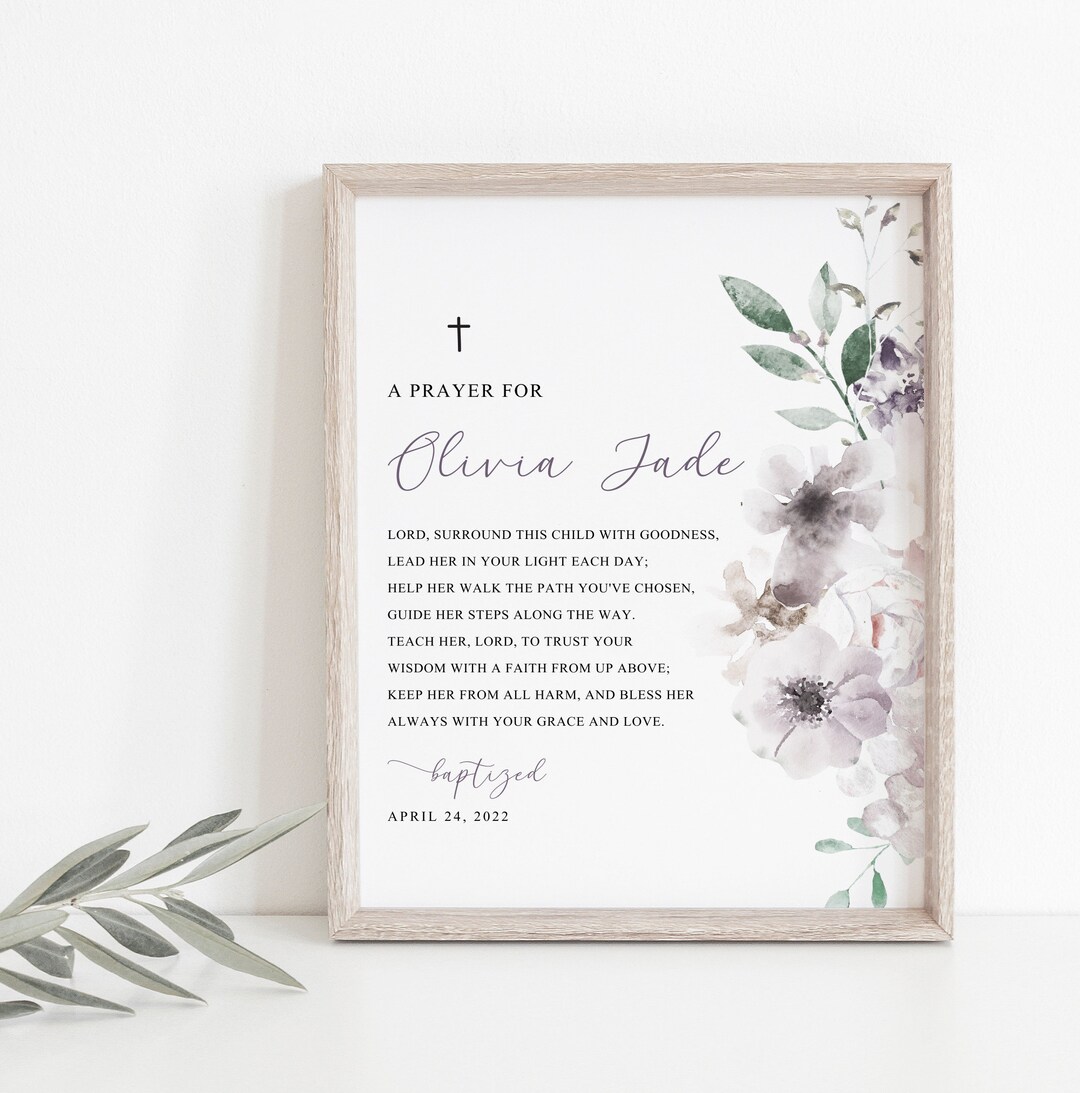 Baptism Print, Personalized Baptism Print, a Prayer For, Baptism Prayer ...