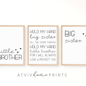 Hold my hand little brother, big sister print, siblings print, little brother print, big sis, little sis, siblings nursery, siblings sign