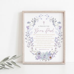 Baptism gift girl, print, personalized baptism print, custom name baptism print, baby girl gift, printable baptism gift, dedication print