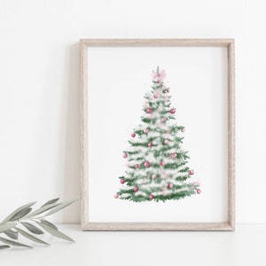 Christmas tree print, pink Christmas tree print, Christmas tree printable,pink Christmas decor, pink Christmas wall art, Christmas printable