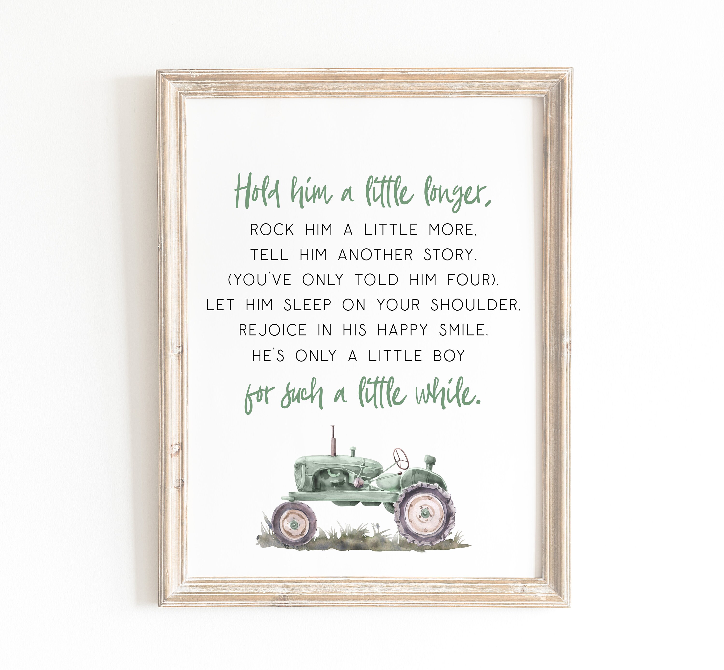 Hold Him a Little Longer Print Boys Nursery Print Tractor - Etsy