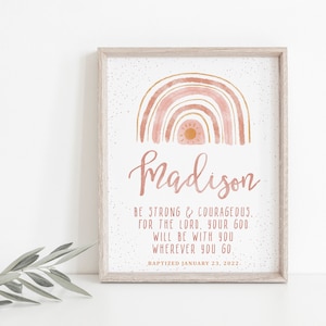 Baptism gift girl, print, personalized baptism print, custom name baptism print, baby girl gift, printable baptism gift, boho wall art