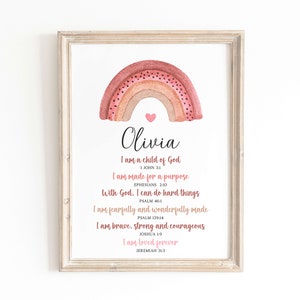 Christian affirmations print, personalized affirmations print, custom name bible affirmations print, custom affirmations print, rainbow