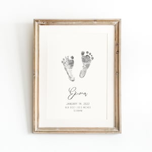 Personalisierter Geburtsdruck, Neugeborenen Fußabdruck, Baby Fußabdruck Kunst, Geburtszahlen Druck, druckbare Geburtszahlen Druck, Fußabdruck Kinderzimmer Wandkunst