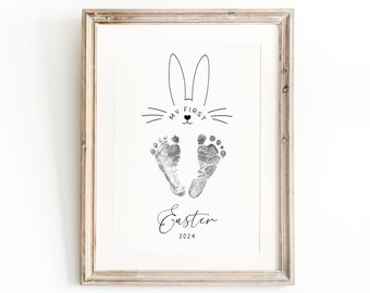 Easter Footprint, Easter gift footprints, baby's first Easter, baby's first Easter keepsake, footprint nursery wall art, my first Easter