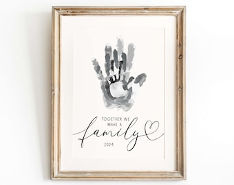 2024 Family handprint, handprint art, footprint art, handprint art gift, brothers and sisters siblings gift, Father's day footprint art