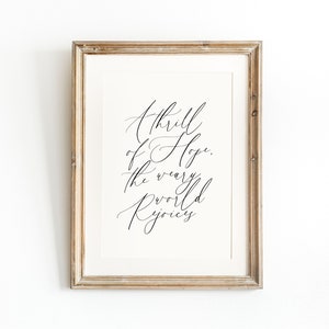 A thrill of hope the weary world rejoices print, O Holy Night print, Christmas print, Christmas printable, Holiday printable, Holiday decor