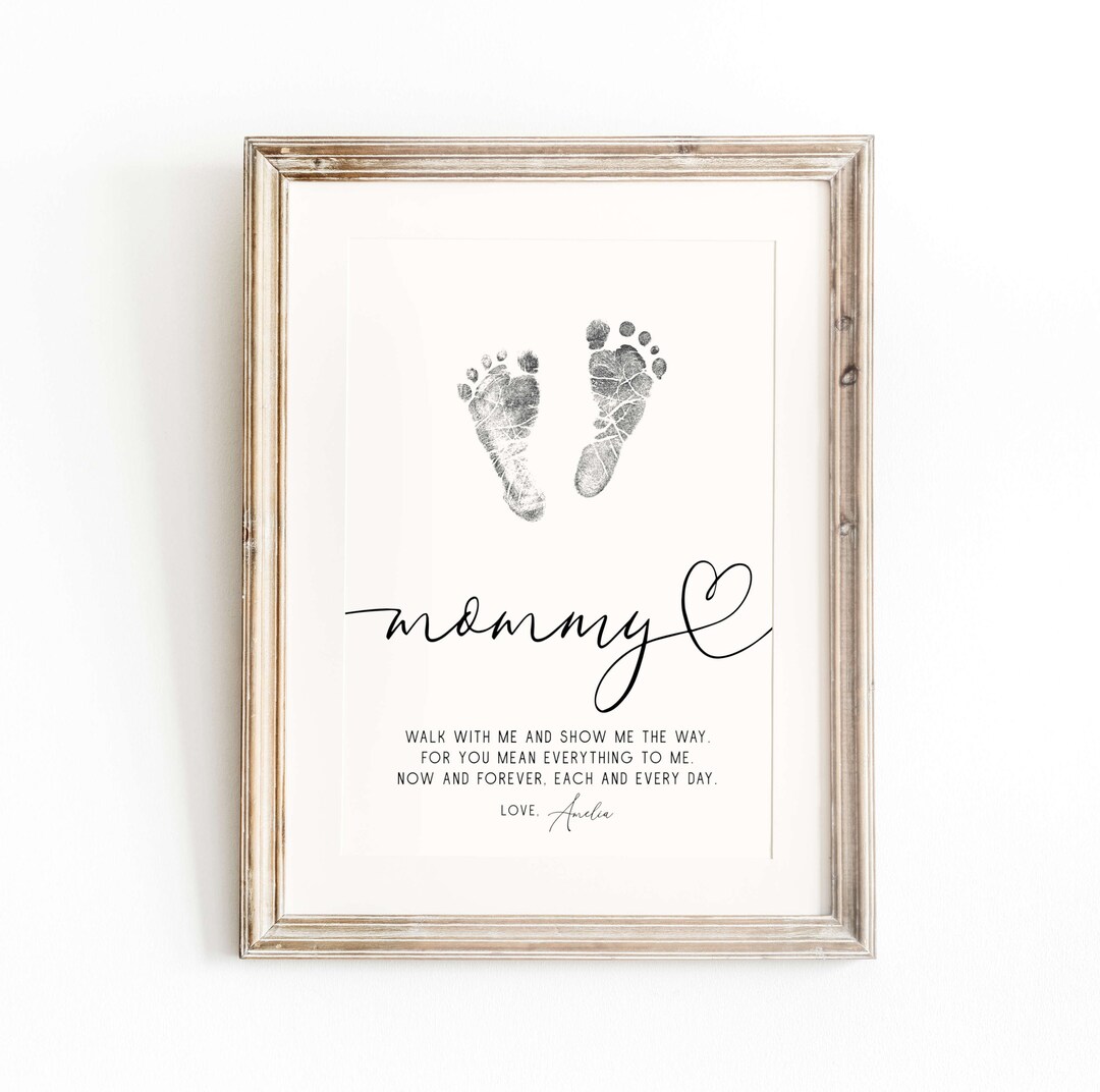 Printable Mother's Day Footprint Art, Personalized Gift for Mom, Mother ...