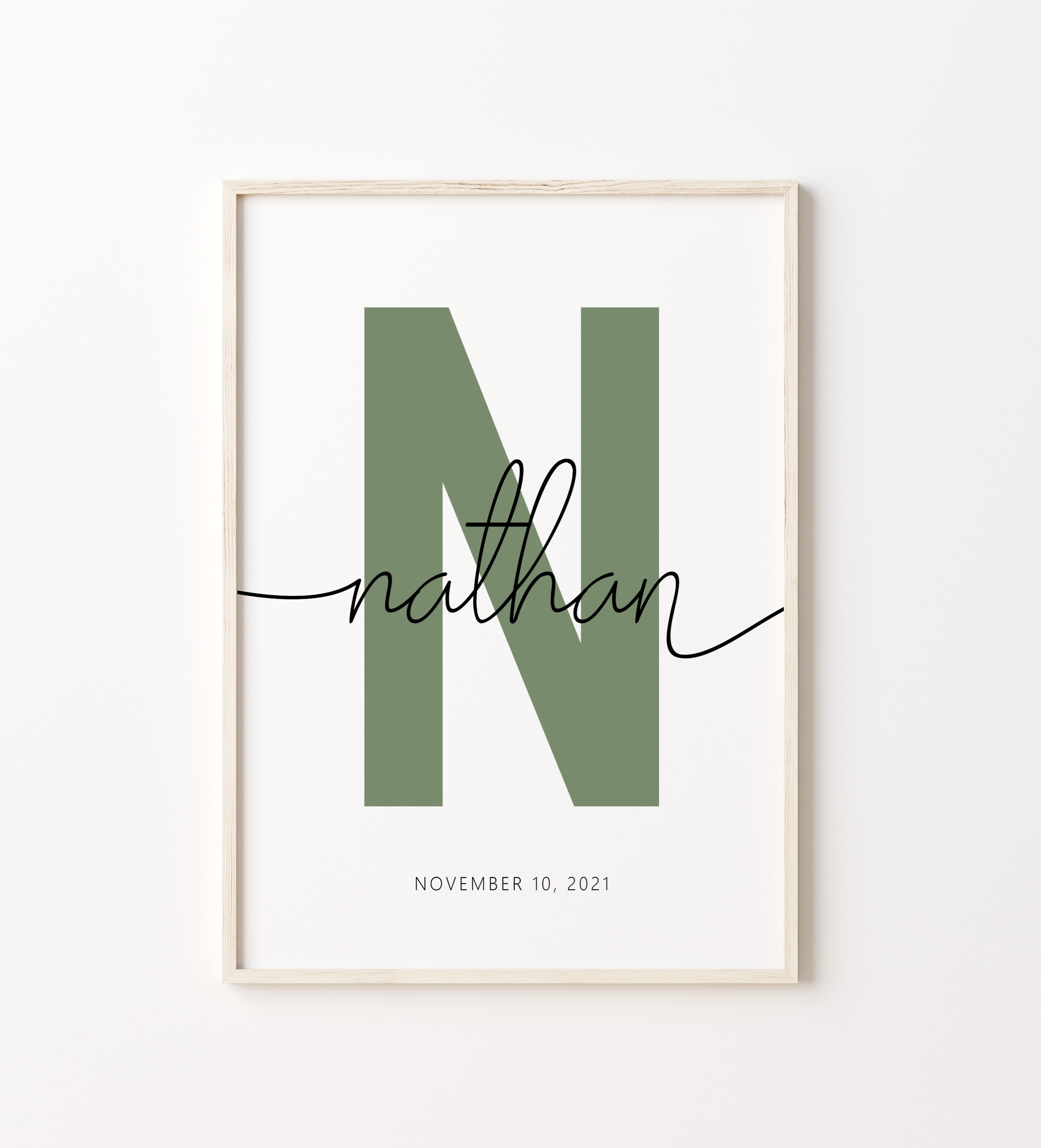 Custom initial print, name printable, personalized name print, personalized initial name print, name print,nursery print, custom birth print