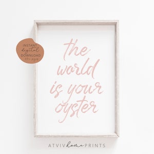 The world is your oyster print, girls nautical nursery, beach nursery decor, waves print, beach nursery print, Ocean Nursery Prints, coast