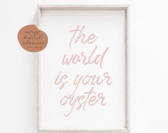 The world is your oyster print, girls nautical nursery, beach nursery decor, waves print, beach nursery print, Ocean Nursery Prints, coast