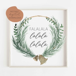 Falalala print, christmas print, christmas  printable, chfistmas printable wall art, deer print, moose,christmas poster, christmas art print