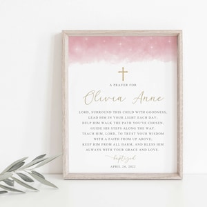 Baptism gift girl, baptism print, personalized baptism print, custom name baptism print, baby girl, printable baptism gift, a prayer for