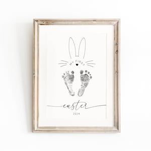 Easter Footprint, Easter gift footprints, baby's first Easter, baby's first Easter keepsake, footprint nursery wall art, my first Easter image 1