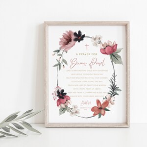 Baptism gift girl, print, personalized baptism print, custom name baptism print, baby girl gift, printable baptism gift, dedication print