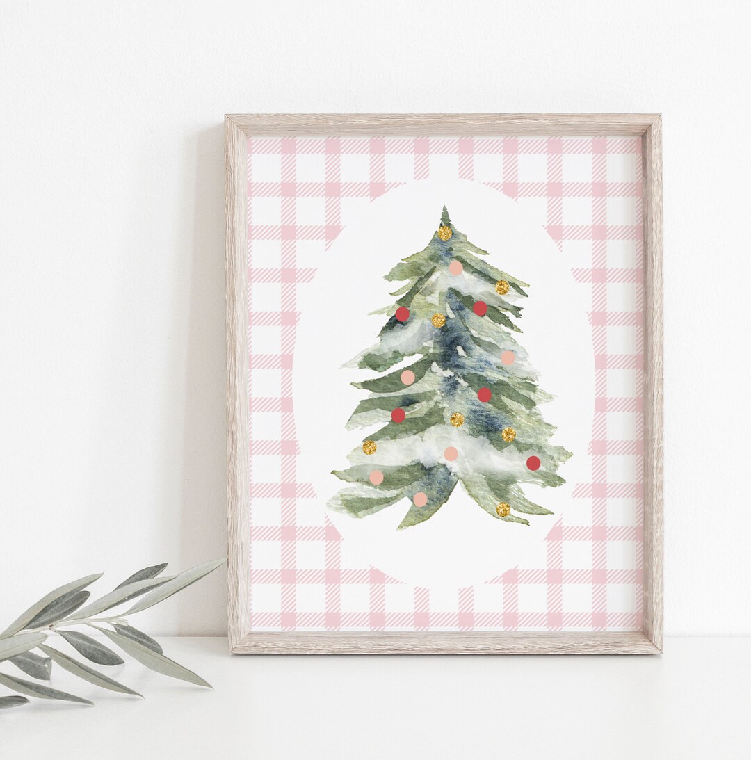 Pink Christmas Tree Printable, Christmas Tree Print, Pink Christmas Print, Christmas Printable ...