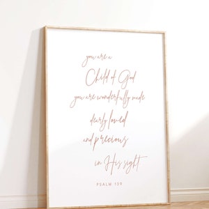 You are a Child of God print, Nursery bible verse wall art, Christian nursery print, Christian nursery wall art, girls nursery wall art image 9