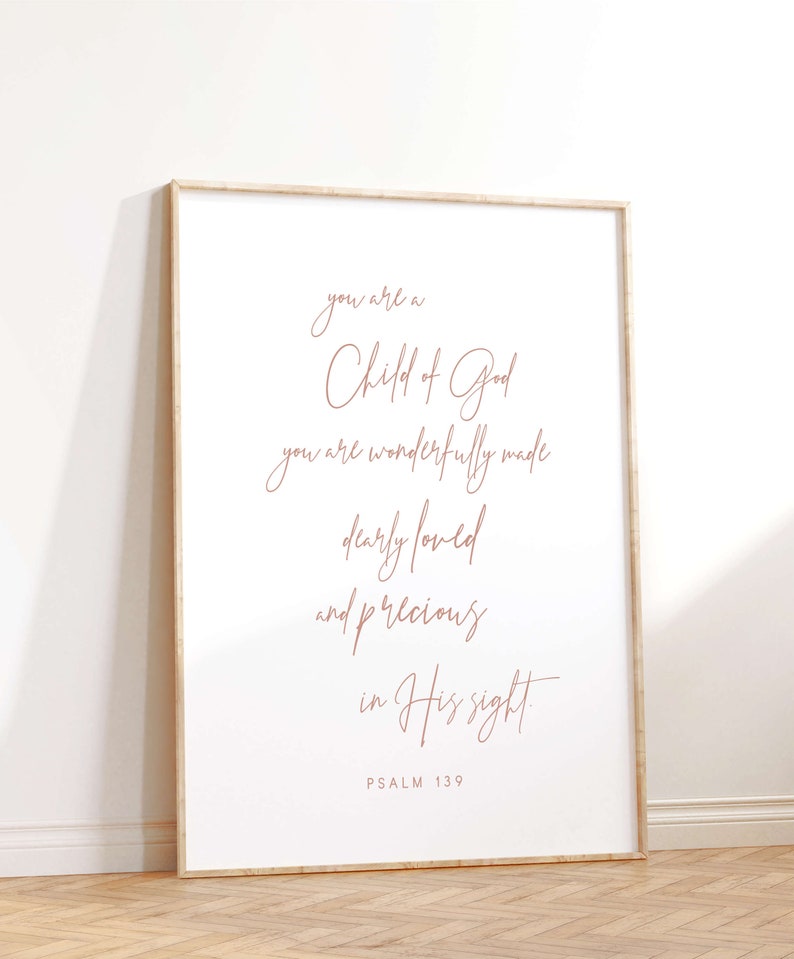 You are a Child of God print, Nursery bible verse wall art, Christian nursery print, Christian nursery wall art, girls nursery wall art image 9