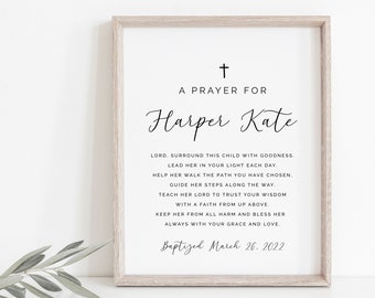 Baptism gift girl or boy, print, personalized baptism print, custom name baptism, baby girl gift, printable baptism gift, baptism gift boy