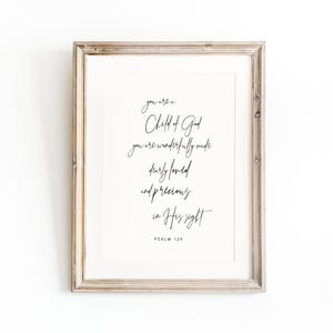 You are a Child of God print, Nursery bible verse wall art, Christian nursery print, Christian nursery wall art, girls nursery wall art