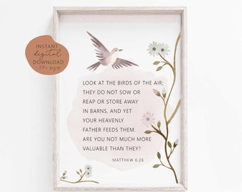 Birds of the Air Bible Verse Wall Art Prints Christian Gift - Etsy