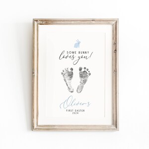 Easter Footprint, Easter gift footprints, boys first Easter, baby's first Easter keepsake, custom footprint nursery art, boy my first Easter