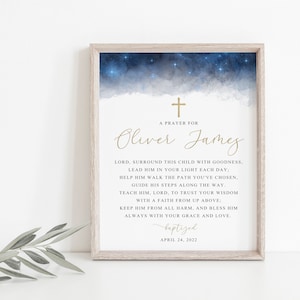 Baptism gift boy, print, personalized baptism print, custom name baptism print, baby boy gift, printable baptism gift, a prayer for