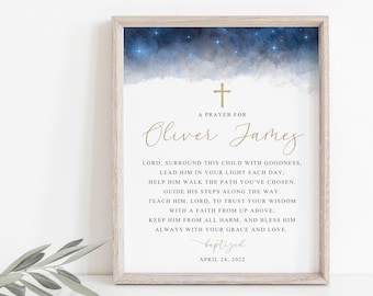 Baptism gift boy, print, personalized baptism print, custom name baptism print, baby boy gift, printable baptism gift, a prayer for