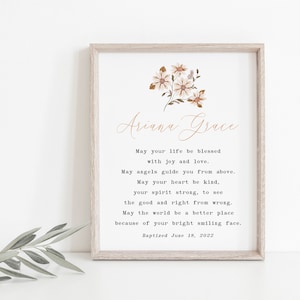 Baptism print, personalised baptism print, custom name baptism print, baptism gift girl, baby girl gift, printable baptism gift, dedication