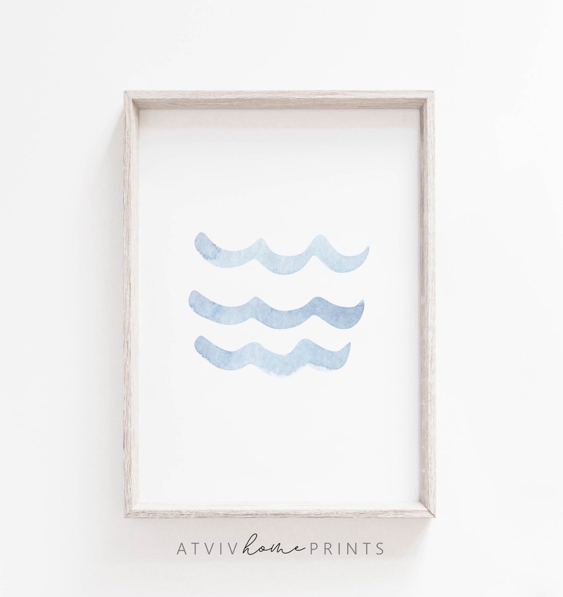 Blue waves print nautical nursery beach theme waves print Etsy