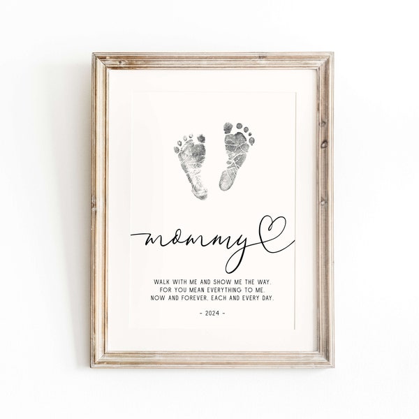 Printable Mother's day footprint art, personalized gift for mom, Monther's day gift footprints, newborn footprint,Mother's day kids keepsake