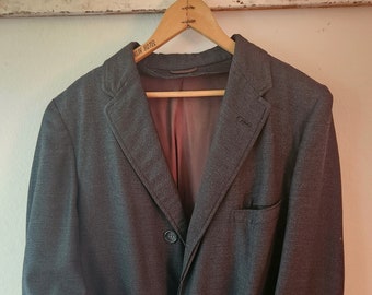 Vintage 1950s Overcoat Wool Custom 3 Button | Men's 42R Large | Gray Hidden Buttons Made in USA Union Vented