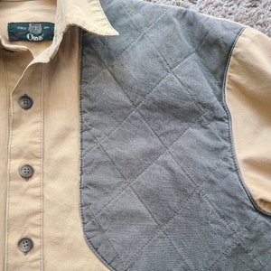 ORVIS Vintage 1980s Hunting Shooting Shirt Sturdy Durable Cotton Men&#39;s M / L Medium / Large Corded Embroidered Patches