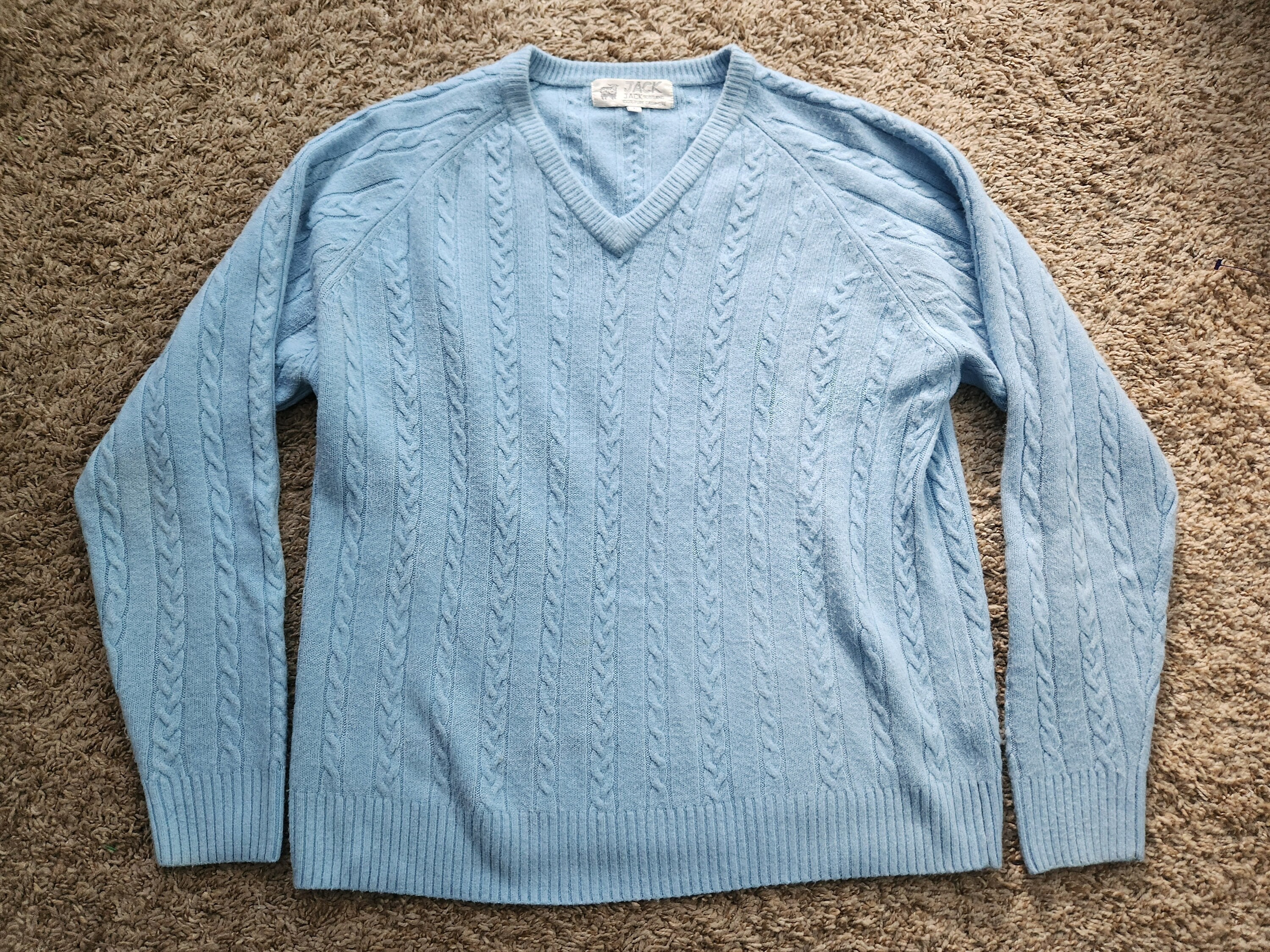Vintage Jack Scotland Cashmere Sweater 80s/90s Cableknit V-neck