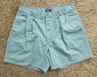 Vintage Polo Ralph Lauren Chino Summer Shorts Wide-Leg | Men's 37-38W | Teal Pleated Cotton 90s Y2K Preppy Euc!