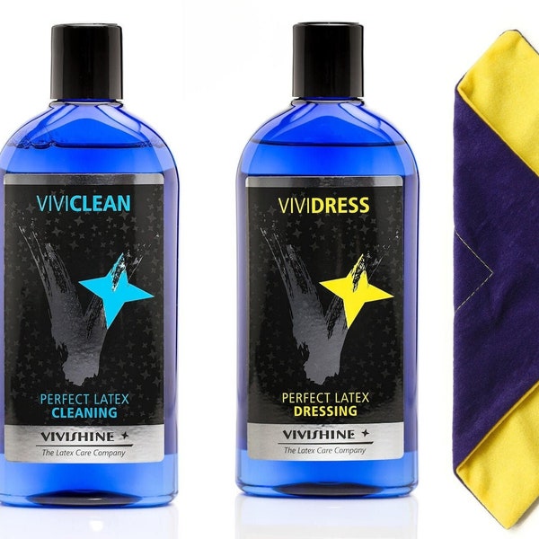 Vivishine Latex Care Spray Set, Latex Rubber Clothing ( Polish, Dressing Aid, Cleaner, plus Cloth )