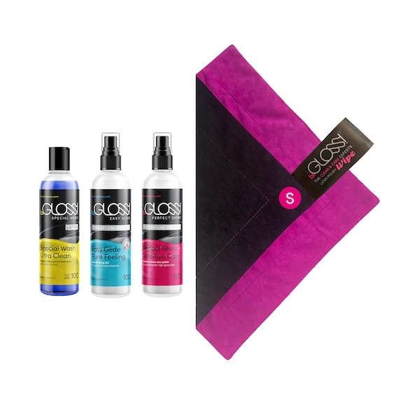 beGloss Latex Traveller Spray set 100ml plus Polishing Cloth -  Latex Rubber Polish, Dressing Aid,  Cleaner and wipe