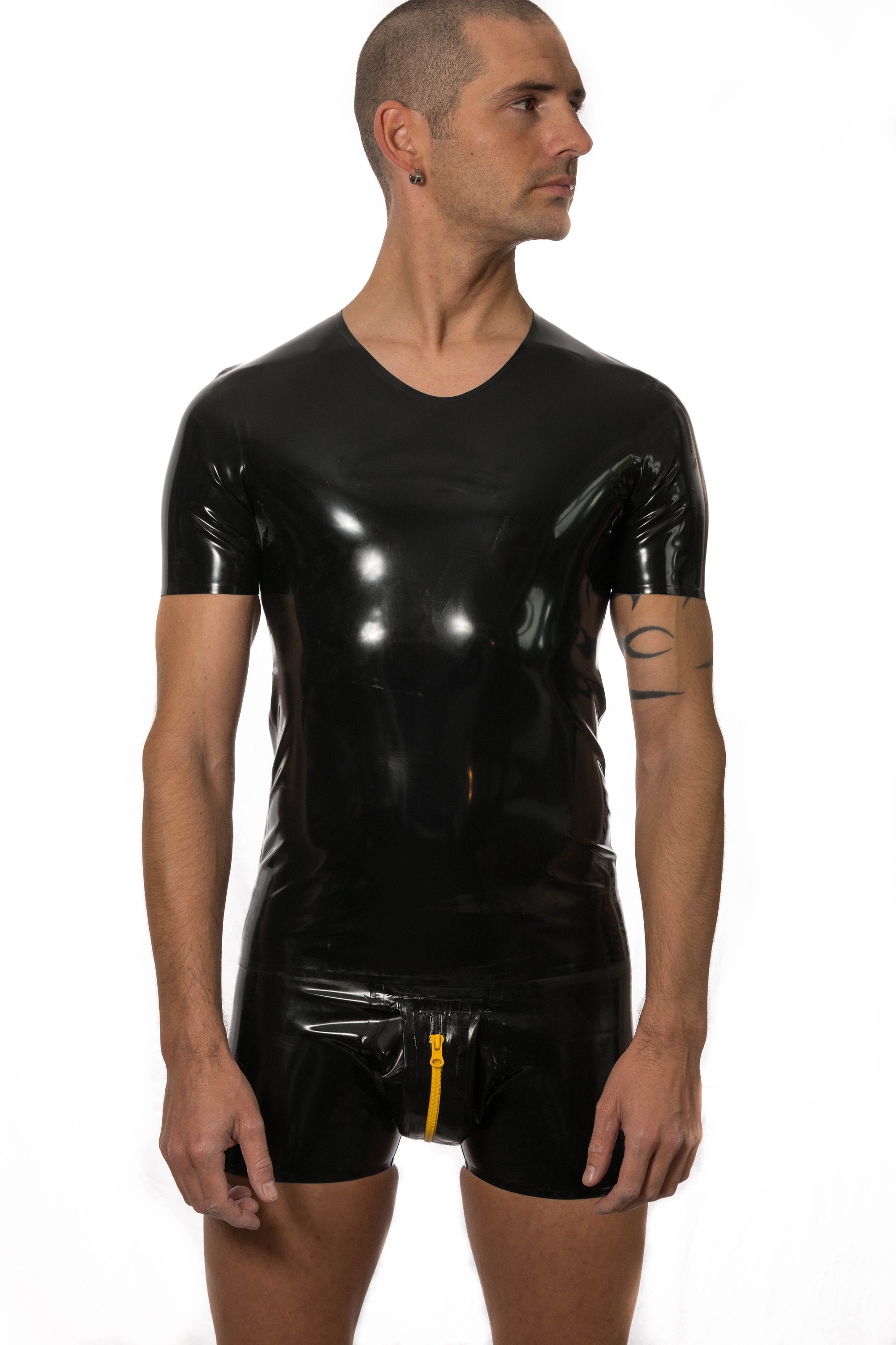 Image of Valko V Neck Latex T Shirt
