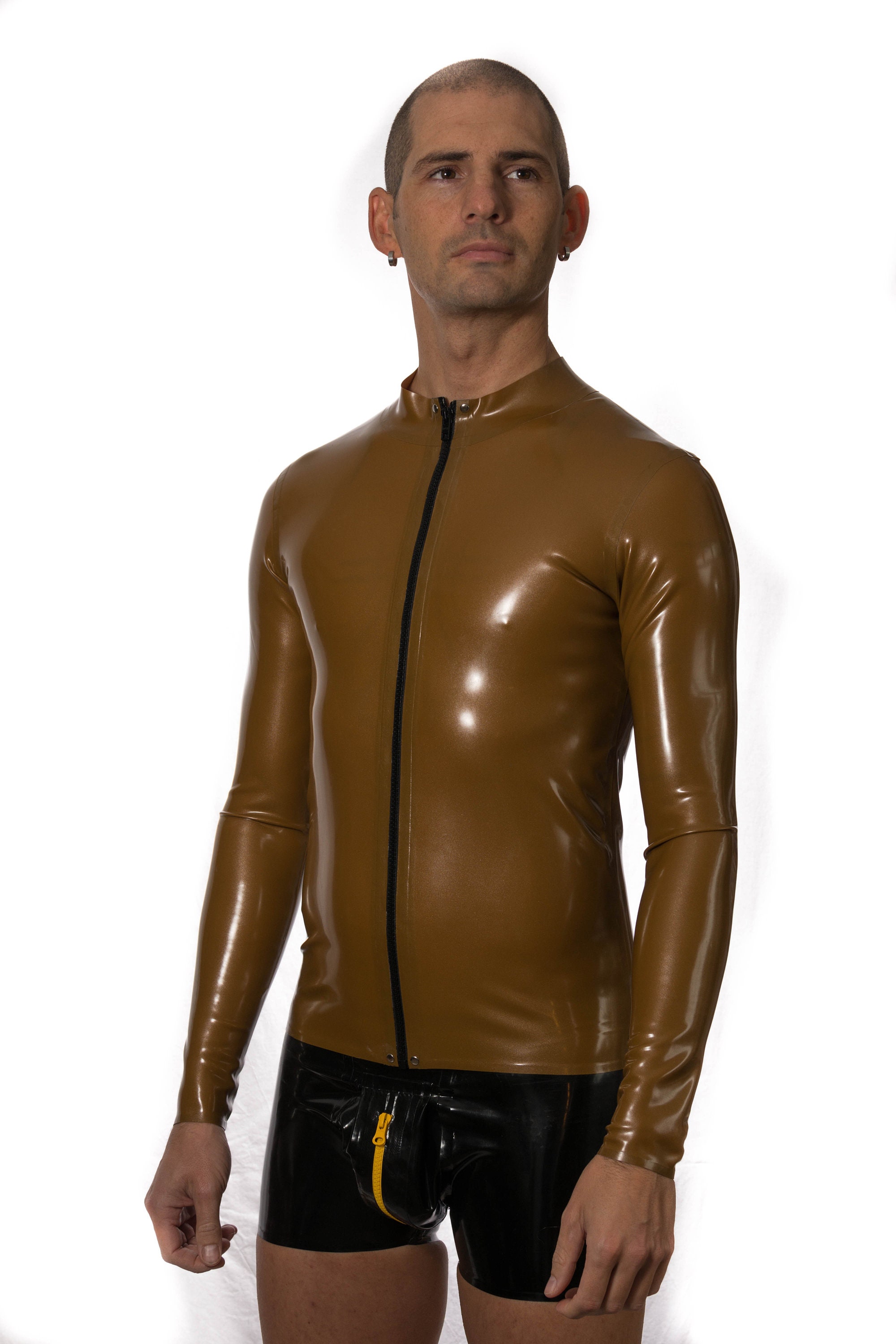 Image of Atanas Long Sleeve Latex Zip Top