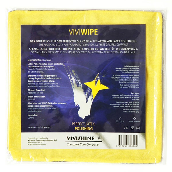 Vivishine Viviwipe Latex Rubber Clothing Polishing Cloth