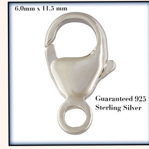 bulk sterling silver clasps - 6 mm x 11.5 mm  - oval trigger  lobster claw clasp-  jewelry making  - guaranteed 925 - packs of 5,25,50 100