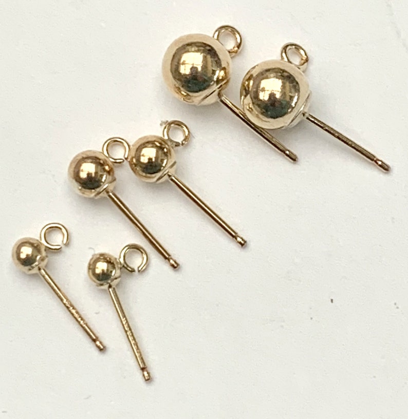 14 kt Gold filled earrings stud ball post with open loop Etsy