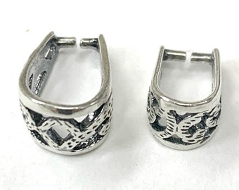 sterling silver filigree Pinch Bail  fancy u shape crimp bail jewelry two sizes