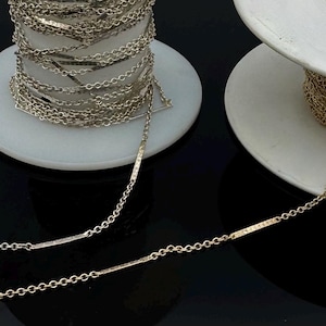 14kt GF and  sterling  Bar  Chain by the foot Wholesale Bulk Jewelry Supply  sterling silver and Gold filled