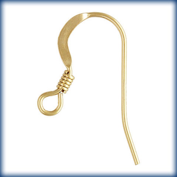 Bulk 14 kt gold filled Ear wires - hammered coil French  hook  jewelry making  earring supplies fish hook  sold in packs of 10 ,50 100