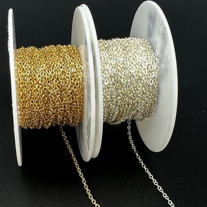 14kt GF and  sterling  flat cable Chain by the foot Wholesale Bulk Jewelry Supply  sterling silver and Gold filled