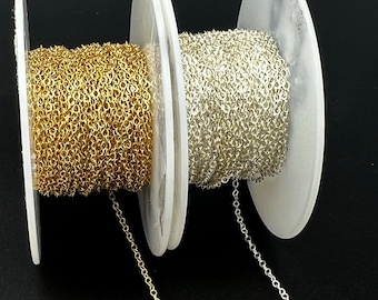 14kt GF and  sterling  flat cable Chain by the foot Wholesale Bulk Jewelry Supply  sterling silver and Gold filled