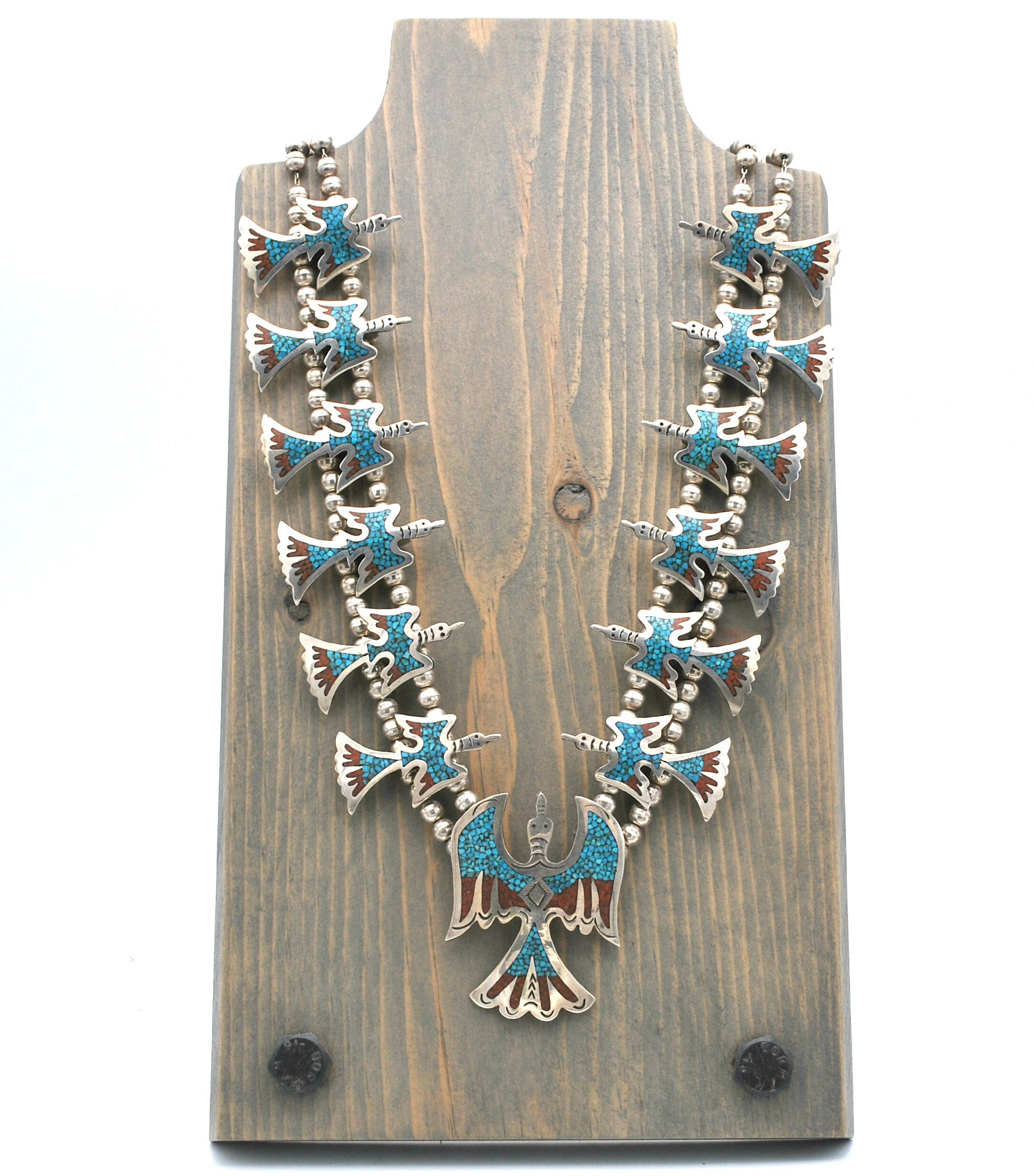 Thunderbird Squash Blossom Necklace Sterling silver bench Etsy
