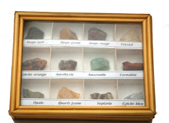 Gemstone Collection Box Vintage Mineral Specimen Sample Gift